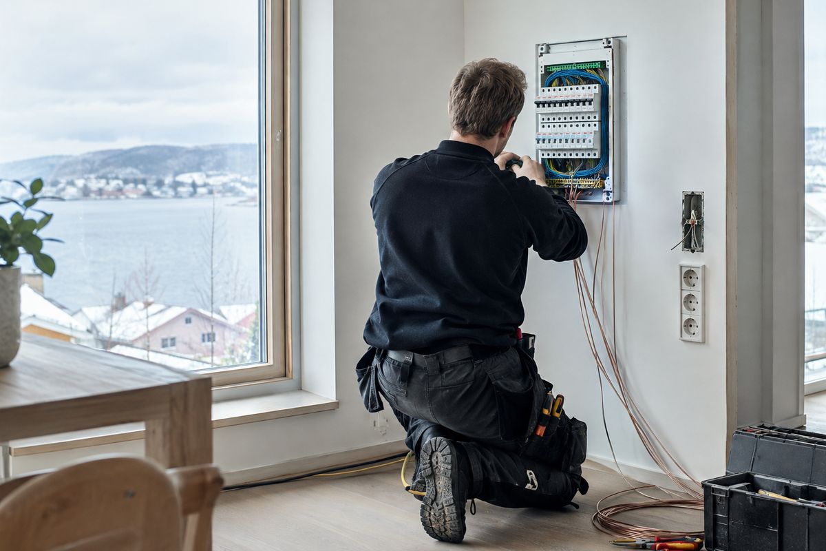 Elektriker installerer el-panel i dansk hjem
